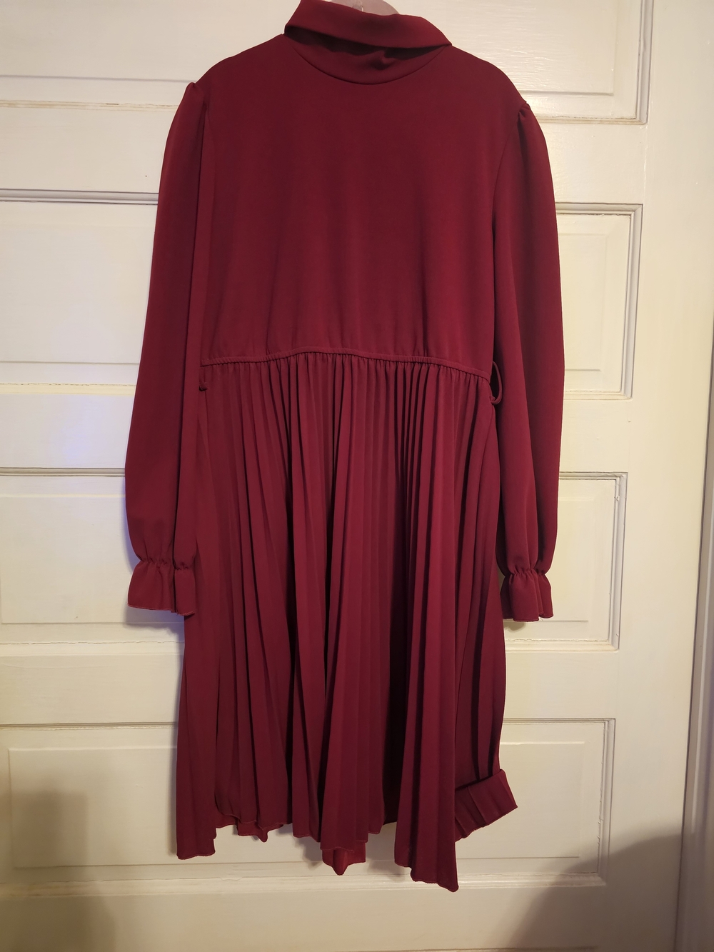 SHEIN Burgundy Pleated High Neck Midi Dress XL